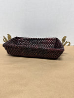Rectangle Wicker Basket With Brass Swans