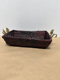Rectangle Wicker Basket With Brass Swans