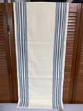 Cream Table Runner With Blue Stripes By Pottery Barn