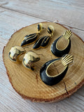 Trio of Black Enamel Gold Tone Earrings (D)