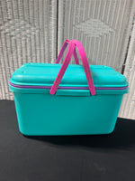 (B) Craftstor 2-Compartment Craft Storage Bin with Some Sewing Supplies