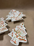 Set Of 3 Red And Green Splatter Christmas Tree Trinket Dishes