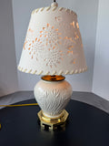 Lenox Porcelain Tulip Lamp with Floral Cut-Out Shade (WORKS)