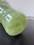 Green Swirl Murano Style Ruffle Vase