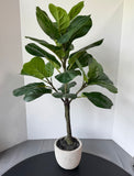 Artificial Fiddle Leaf Tree in Stone Pot