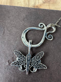 Filigree Dragonfly Sterling Silver Double Pendant Necklace