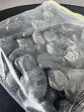 Assorted Lot of Black River Rocks and Decorative Flat Glass Marbles