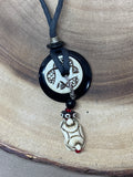 Cord Necklace with Carved Fish/Turtle Pendant