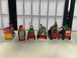 Assorted Ornaments: Cars/Trucks/Wagon/Train. 6 pc