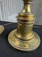 Pair of Large Heavyweight Brass Plated Lamps (WORKS)