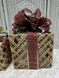 Trio of Farmhouse Jute Wrapped Decorative Christmas Presents