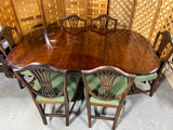Double Pedestal Dininng Table, with (2) Leaves, (6) Chairs and Table Pads ***HEAVY ITEM***