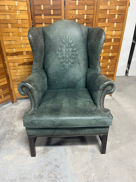 Lexington/Bob Timberlake Green Leather Wing Back Chair