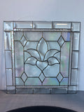 Clear Beveled & Iridescent Glass Lotus Window Decor