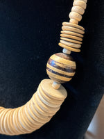 Wooden Disc & Beaded Necklace