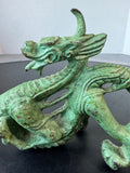 Green Cast Iron Asian Dancing Dragon Sculpture