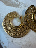 Filigree Gold Tone Vintage Fan Earrings