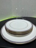 (K) 5-Piece Wedgwood England Palatia R4700 Greek Key Bone China Plates Set