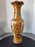 Japanese Vintage Satsuma Style Large Porcelain Fluted Vase