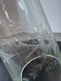 Large Floral Thick Bubble Glass Hurricane