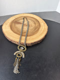 Hammered Mixed Metal Modernist Kinetic Pendant Necklace