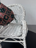 White Woven Wicker Doll Chair with Cushions