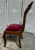 French Style Carved Vintage Side Chair with Velvet Seat