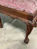 Paisley Upholstered Bench with Carved Legs