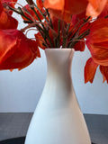 Faux Orange Chinese Lantern Flowers in Ceramic Vase