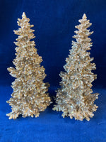 Pair of Decorative Golden Christmas Trees