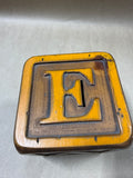 Wooden ABC Block Piggy Bank With Kennedy Half Dollar Coins *READ DESCRIPTION*