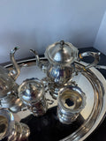 Fisher 5-Piece Sterling Silver Tea Set with Silver Plate Serving Tray