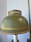 Brass Vintage Double Arm Student Lamp with Green Metal Tole Shades (WORKS)