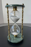 Brass & Green Marble Vintage Hourglass