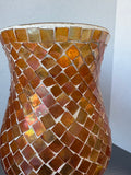 Pair of International Silver Company Amber Mosaic Hurricane Lamps (WORKS)