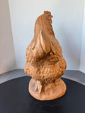 Large Italian Carved Terra Cotta Clay Hen