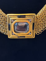 Gold Mesh Choker/Bib with Geometric Pendant