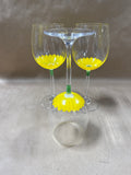Set Of 3 Handpainted Sunflower Wine Glasses