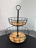 Threshold 2-Tier Metal And Wood Fruit Basket