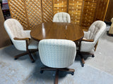 Vintage ChromCraft Dining Table with (4) Rolling Chairs, 1 Leaf ***HEAVY ITEM***READ DESCRIPTION ON PICK UP POLICY***