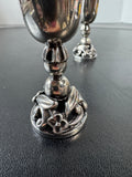 Pair of Antique Four Leaf Clover Sterling Silver Goblets