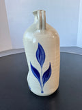 Williamsburg Pottery Blue Leaf Salt Glazed Colonial Bottle Candle Holder