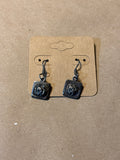 Silver Tone Earrings with Rose