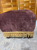 Plum Purple Velvet Tufted Foot Stool With Golden Fringe