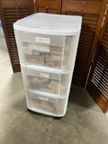 100+ Rubber Stamps in Sterilite 3 Drawer Plastic Rolling Storage Bin (B)