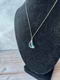 Abalone & Silver Tone Sailboat Necklace