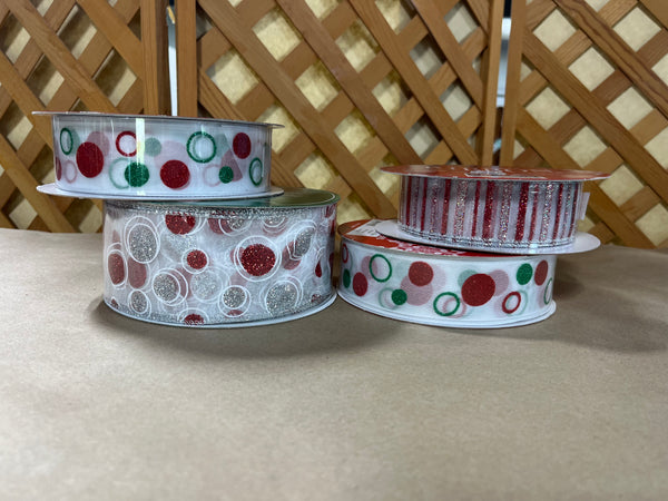 G- Christmas Ribbon Lot, 4 rolls