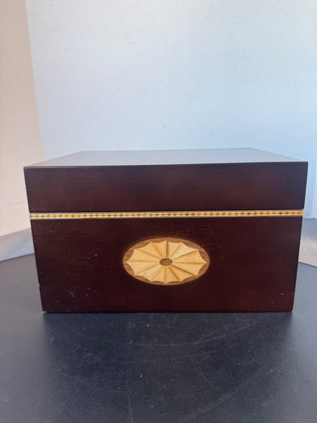 Bombay Company Mahogany Wooden Inlaid Letter Box