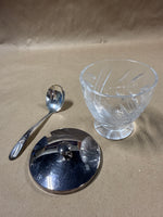 Clear Glass Jam Jar With Silver Plate Lid And Spoon