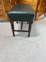 Petite Bench/Foot Stool, Dark Green with Tack Accents